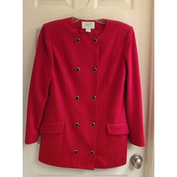Schrader Sport, Women's sz 14 Vintage Red Blazer Double Breasted look, Lined - Picture 1 of 4